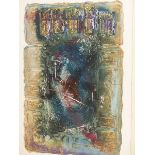 CONTEMPORARY SCHOOL. ABSTRACT COMPOSITION. PENCIL SIGNED AND INSCRIBED TEXTURED PAPER WITH GILT