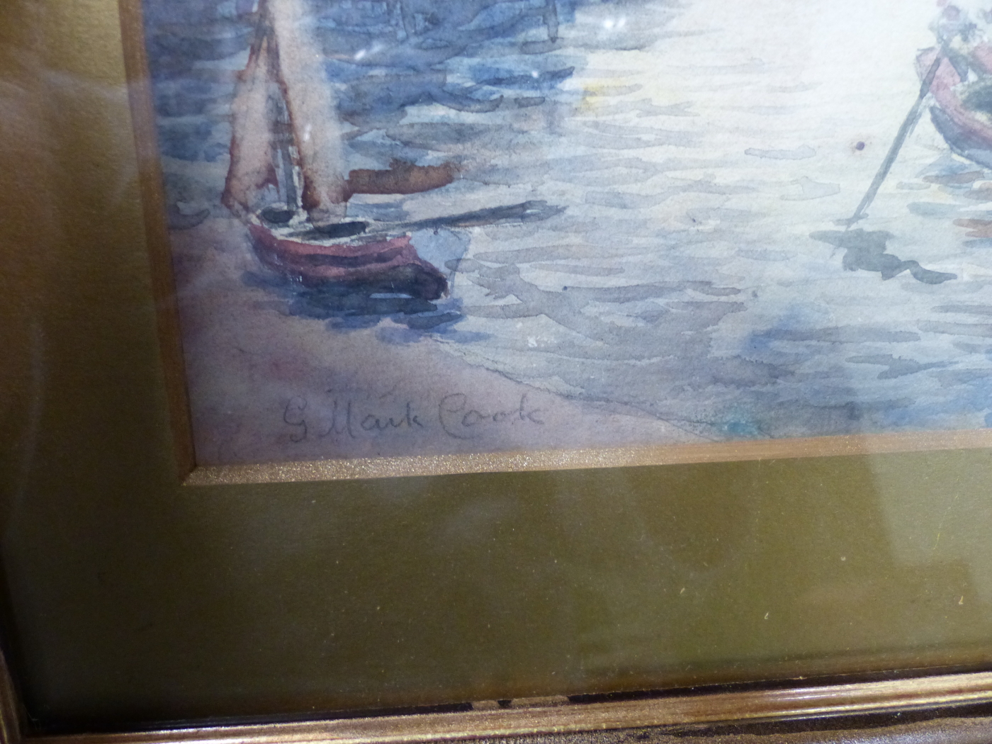 G. MARK COOK (EARLY 20th.C. ENGLISH SCHOOL). A BUSY HARBOUR. WATERCOLOUR, SIGNED. 17 x 24cms. - Image 3 of 4