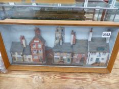 TWO VINTAGE HAND MADE DIARAMA "YE OLDE MAN AND SCYTHE - BOLTON", AND A STREET OF SHOPS "ARDWYCH",