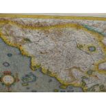 AFTER GERARDUS MERCATOR. AN EARLY HAND COLOURED FOLIO MAP OF TUSCANY. 35 x 48cms.