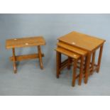 A NEST OF THREE AND ANOTHER OAK TABLE, EACH WITH ADZED RECTANGULAR TOPS, THE NEST WITH CHAMFERED