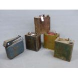 TWO VINTAGE SHELL FUEL CANS, A PRATTS CAN AND A REDLINE EXAMPLE. TOGETHER WITH AN EVERSURE CAN