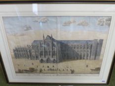 AFTER J. COLLINS. AN ANTIQUE FOLIO HAND COLOURED PRINT ENTITLED 'THE NORTH PROSPECT OF WESTMINSTER
