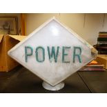 AN EARLY "POWER" GLASS FUEL PUMP GLOBE. 57 x 47 x 23cms.