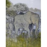 JENNIFER BARTLETT (20th.C. SCHOOL). ARR. ELEPHANTS. PENCIL SIGNED ARTISTS PROOF COLOUR PRINT. 46 x
