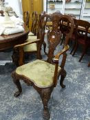 A SET OF TEN MAHOGANY GEORGIAN STYLE CHAIRS INCLUDING TWO WITH ARMS, THE RELIEF CARVED BALUSTER SPL