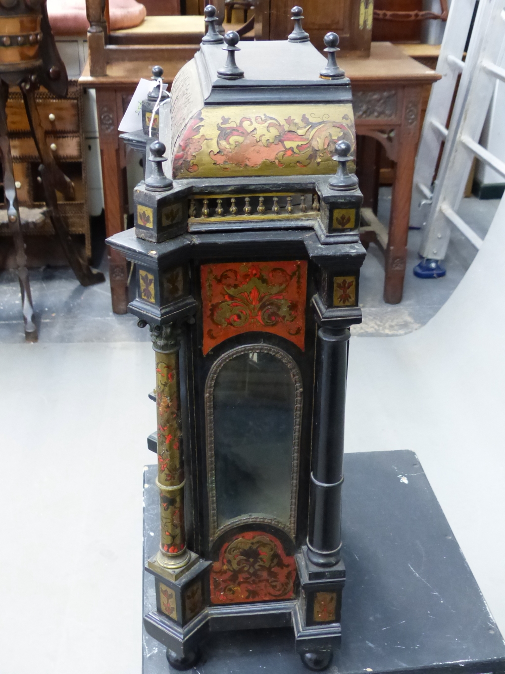 AN 18th C. AND LATER BOULLE CASED MANTEL CLOCK SIGNED J ARTUS PARIS BELOW A FIGURE OF ATLAS - Image 10 of 29
