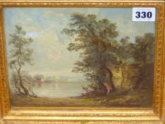 20th.C. FRENCH SCHOOL. A BARBIZON RIVER LANDSCAPE. OIL ON PANEL. BEARS SIGNATURE AND INSCRIBED