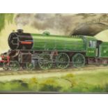 A WATERCOLOUR OF EX LNER LOCOMOTIVE "MAYFLOWER", OWNED BY PATRICK KELLY, TOGETHER WITH TWO