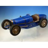 A 1970S MARC ANTONIETTI SCRATCH BUILT 1:8 SCALE MODEL BLUE BUGATTI TYPE 59 GRAND PRIX, THE