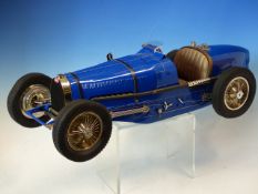 A 1970S MARC ANTONIETTI SCRATCH BUILT 1:8 SCALE MODEL BLUE BUGATTI TYPE 59 GRAND PRIX, THE