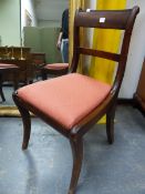 A SET OF SIX 19th C. MAHOGANY DINING CHAIRS WITH TWO SIMILAR CHAIRS, THE SIX WITH REEDED TOP