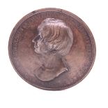 A CUPRO-BRONZE MEDALLION BY THOMAS WEBB COMMEMORATING THE DEATH OF NELSON, HIS PROFILE ON ONE SIDE