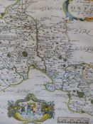 AFTER RICHARD BLOME. AN ANTIQUE HAND COLOURED MAP OF OXFORD AND OXFORDSHIRE, 33 x 29cms, TOGETHER