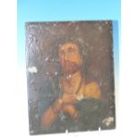 OLD MASTER SCHOOL. PORTRAIT OF CHRIST. OIL ON PANEL, UNFRAMED. 23 x 18.5cms.