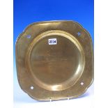 A KESWICK SCHOOL OF INDUSTRIAL ARTS GILT COPPER OFFERTORY TRAY INSCRIBED AND DATED 1939, THE