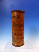 A MAUCHLINE FOUR COMPARTMENT SPICE TOWER AND COVER, LABELLED FOR ALL SPICE, NUTMEG, CLOVES AND MACE.