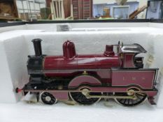 AN ASTER HOBBY LIVE STEAM GAUGE 1 LOCOMOTIVE AND TENDER LMS "JUMBO" NOVELTY 2-4-0, IN ORIGINAL BOX.