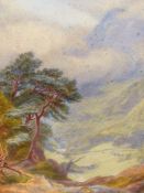 19th/20th.C. ENGLISH SCHOOL. A MOUNTAINOUS LANDSCAPE. WATERCOLOUR, SIGNED INDISTINCTLY. 39 x 33cms.