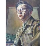 EARLY 20th.C. ENGLISH SCHOOL. PORTRAIT OF A WWI MILITARY OFFICER. WATERCOLOUR. 49 x 35cms.