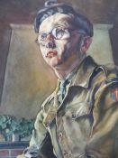 EARLY 20th.C. ENGLISH SCHOOL. PORTRAIT OF A WWI MILITARY OFFICER. WATERCOLOUR. 49 x 35cms.