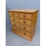 A VICTORIAN SATIN BIRCH CHEST OF TWO SHORT AND THREE LONG DRAWERS EACH WITH ROSEWOOD BANDED