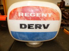 A "REGENT DERV" GLASS FUEL PUMP GLOBE. 39 x 36 x 22cms.