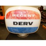 A "REGENT DERV" GLASS FUEL PUMP GLOBE. 39 x 36 x 22cms.