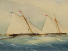 CHARLES TAYLOR JR (ENGLISH 19th.C. SCHOOL). 'CUTTER YACHT RACE'. WATERCOLOUR, LABEL VERSO. 18 x