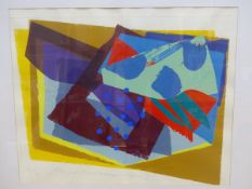 CONTEMPORARY SCHOOL. ABSTRACT COMPOSITION. PENCIL SIGNED LIMITED EDITION COLOUR PRINT. 65 x 79cms.