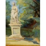 DUCHESS OF MARLBOROUGH (ROSITA SPENCER-CHURCHILL b.1943). ARR. A CLASSICAL STATUE IN PARKLAND. OIL