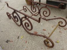 A WROUGHT IRON SCROLL LOW TABLE FRAME.