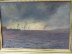 JOSEPH FISHER (EARLY 20th.C. ENGLISH SCHOOL). THE MERSEY 10.20AM JUNE 2nd 1913. SIGNED, OIL ON