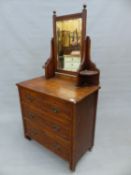 A HEAL AND SONS MAHOGANY DRESSING CHEST, THE RECTANGULAR MIRROR TOP ABOVE TWO SHORT AND TWO LONGS