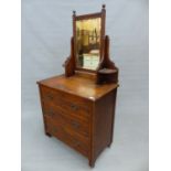 A HEAL AND SONS MAHOGANY DRESSING CHEST, THE RECTANGULAR MIRROR TOP ABOVE TWO SHORT AND TWO LONGS