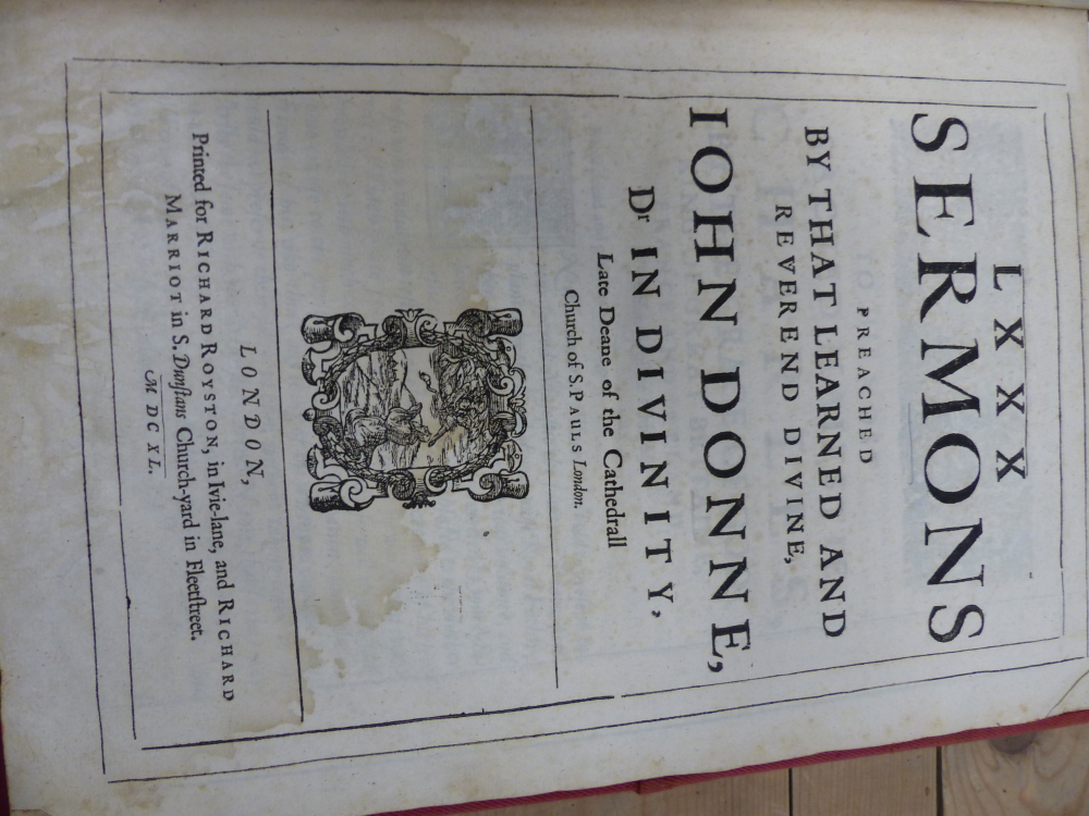 JOHN DONNE, SERMONS, 1640, QUARTO LEATHER BOUND - Image 3 of 13