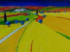 JEAN CLAUDE TRON (b. 1943). A SCENE IN PROVENCE. LIMITED EDITION COLOUR PRINT ON CANVAS. 75 x