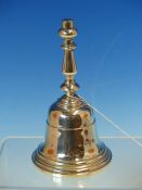 A HALLMARKED SILVER BELL COMPLETE WITH SILVER HALLMARKED CLAPPER, DATED 1963 LONDON FOR WILLIAM