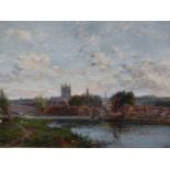 A. BENNETT (LATE 19th.C. ENGLISH SCHOOL). A VIEW OF HENLEY. OIL ON CANVAS, SIGNED AND DATED 1881.