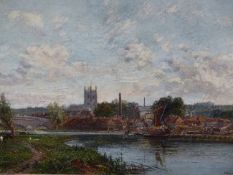 A. BENNETT (LATE 19th.C. ENGLISH SCHOOL). A VIEW OF HENLEY. OIL ON CANVAS, SIGNED AND DATED 1881.