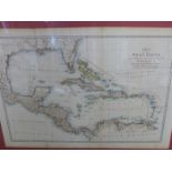 AFTER JOHN BLAIR. AN ANTIQUE HAND COLOURED MAP OF THE WEST INDIES AND THE MIDDLE CONTINENT OF