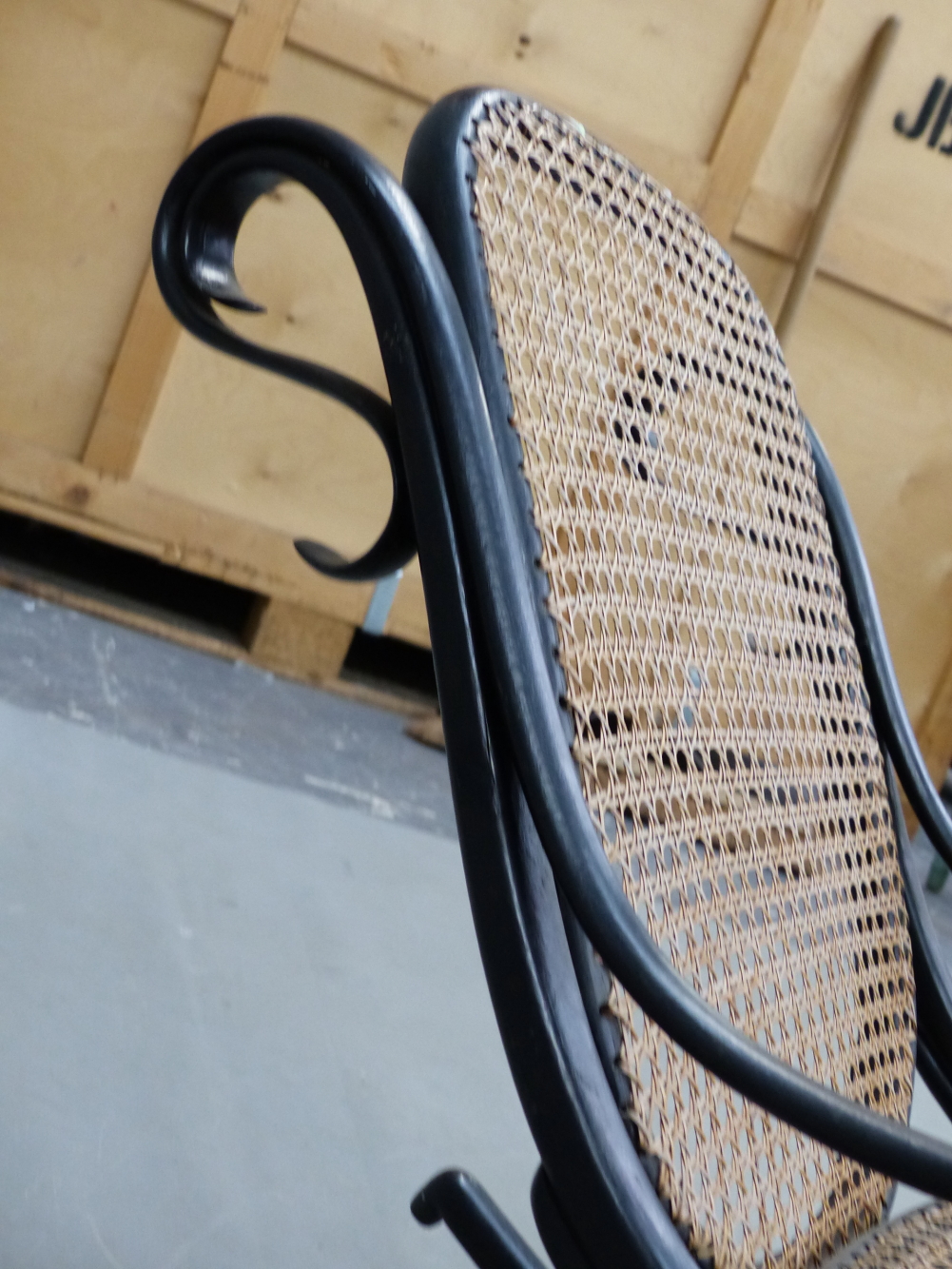 A THONET STYLE EBONISED BENT WOOD ROCKING CHAIR WITH CANED BACK AND SEAT - Image 14 of 15