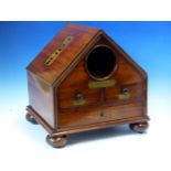 A WEST OF SCOTLAND ANGLING CLUB MAHOGANY BALLOT BOX, THE HAND HOLE CENTRAL TO THE TRIANGULAR