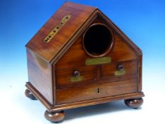 A WEST OF SCOTLAND ANGLING CLUB MAHOGANY BALLOT BOX, THE HAND HOLE CENTRAL TO THE TRIANGULAR