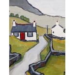DAVID BARNES (b. 1977). ARR. ROAD INTO THE HILLS. OIL ON BOARD, INITIALLED. INSCRIBED VERSO. 41 x
