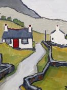 DAVID BARNES (b. 1977). ARR. ROAD INTO THE HILLS. OIL ON BOARD, INITIALLED. INSCRIBED VERSO. 41 x