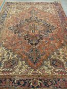 PERSIAN HERIZ CARPET. 338 x 234cms.