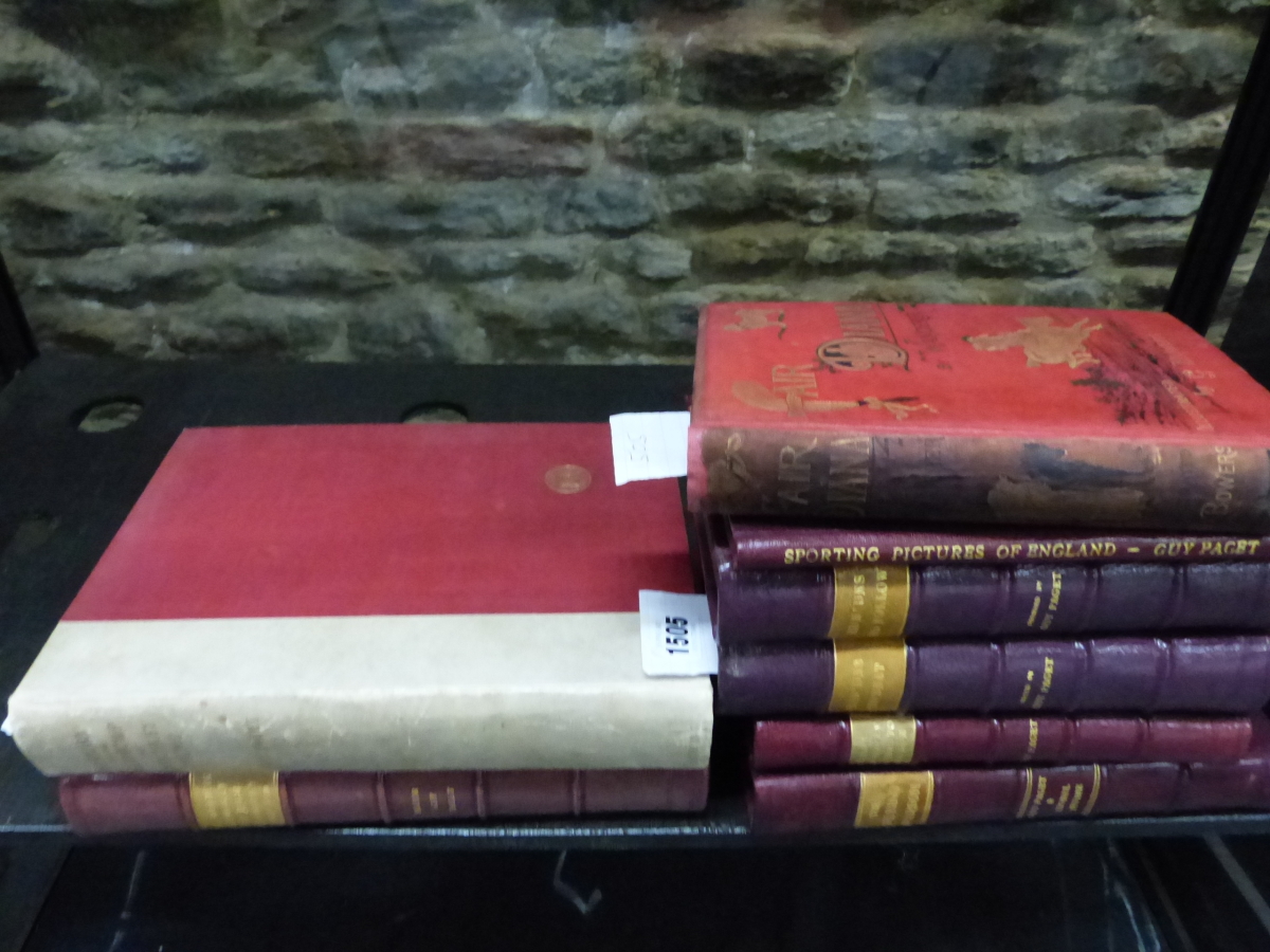 GUY PAGET, SEVEN VOLUMES ON HUNTING RELATED SUBJECTS MAINLY QUARTER BOUND IN RED LEATHER TOGETHER - Image 3 of 4