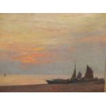 GEORGE RICARD-CORDINGLEY (1873-1939). THE BEACH AT HASTINGS. SIGNED, OIL ON CANVAS. 36 x 54cms.