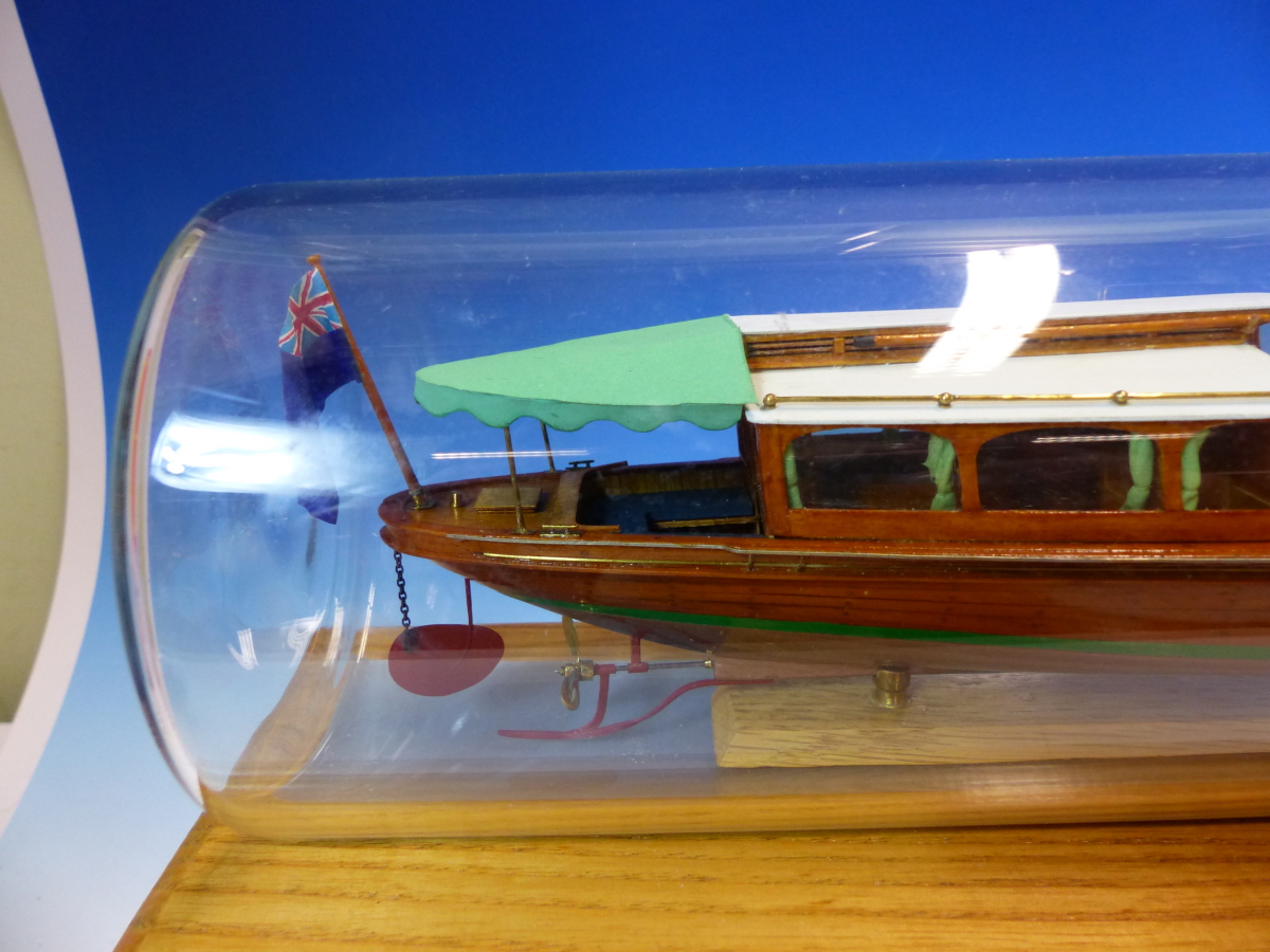 A WINDERMERE STEAMBOAT MUSEUM MODEL OF THE STEAM LAUNCH BRANKSOME MOUNTED WITHIN A BOTTLE ON A - Image 6 of 12